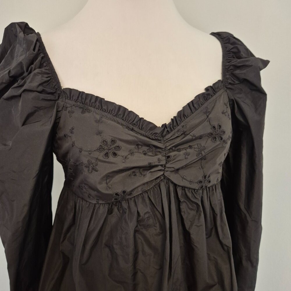 Zara New Romantic Bohemian Black Dress With puff Sleeve